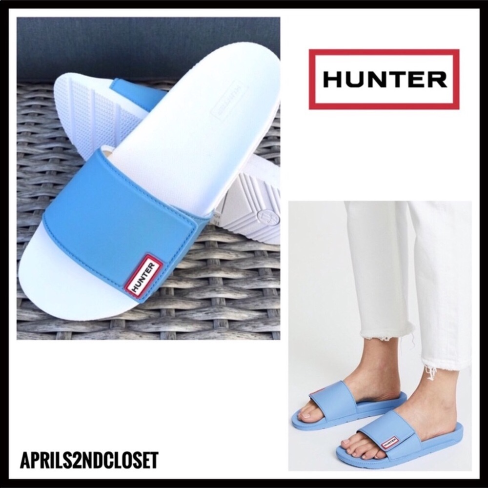 HUNTER SLIDES SANDALS SPORT FLATS SLIP ONS - Picture 1 of 8
